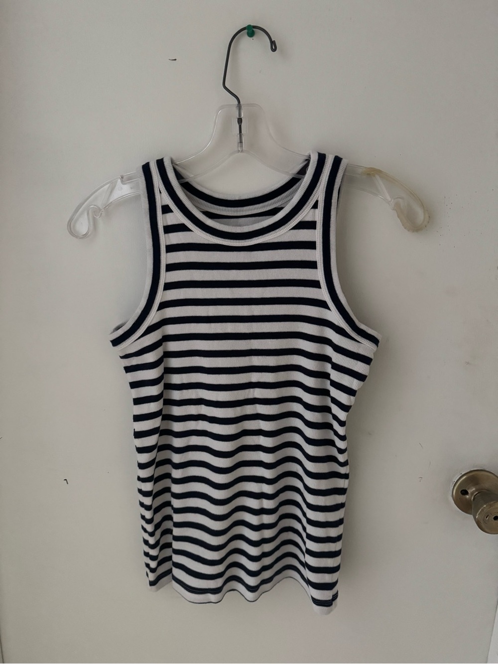LOFT Striped Navy and White Sleeveless Tank Top